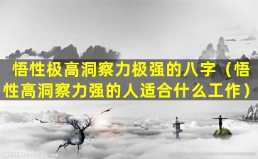 悟性极高洞察力极强的八字（悟性高洞察力强的人适合什么工作）