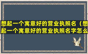 想起一个寓意好的营业执照名（想起一个寓意好的营业执照名字怎么取）