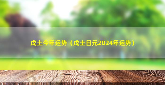 戊土今年运势（戊土日元2024年运势）