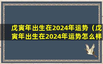 戊寅年出生在2024年运势（戊寅年出生在2024年运势怎么样）