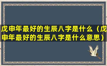 戊申年最好的生辰八字是什么（戊申年最好的生辰八字是什么意思）