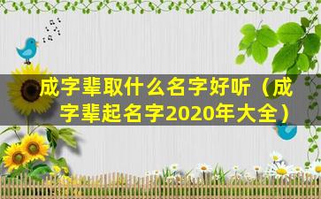 成字辈取什么名字好听（成字辈起名字2020年大全）