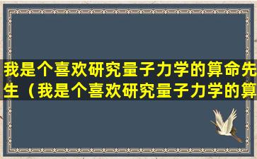 我是个喜欢研究量子力学的算命先生（我是个喜欢研究量子力学的算命先生,所以当有个女）