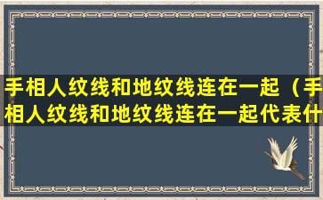 手相人纹线和地纹线连在一起（手相人纹线和地纹线连在一起代表什么）