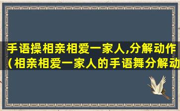 手语操相亲相爱一家人,分解动作（相亲相爱一家人的手语舞分解动作）