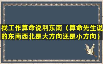 找工作算命说利东南（算命先生说的东南西北是大方向还是小方向）