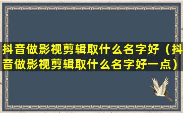 抖音做影视剪辑取什么名字好（抖音做影视剪辑取什么名字好一点）