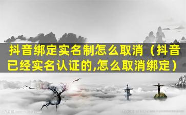 抖音绑定实名制怎么取消（抖音已经实名认证的,怎么取消绑定）