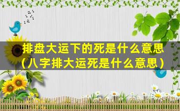 排盘大运下的死是什么意思（八字排大运死是什么意思）