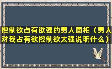 控制欲占有欲强的男人面相（男人对我占有欲控制欲太强说明什么）