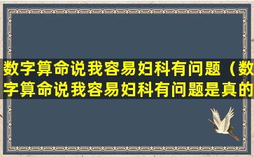 数字算命说我容易妇科有问题（数字算命说我容易妇科有问题是真的吗）