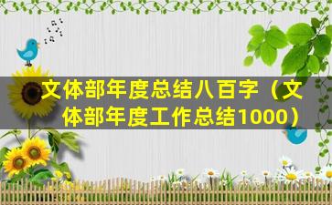 文体部年度总结八百字（文体部年度工作总结1000）