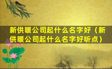 新供暖公司起什么名字好（新供暖公司起什么名字好听点）