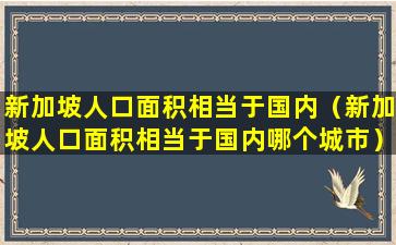 新加坡人口面积相当于国内（新加坡人口面积相当于国内哪个城市）