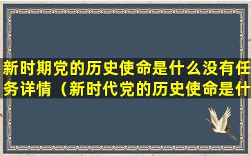 新时期党的历史使命是什么没有任务详情（新时代党的历史使命是什么你能为它做些什么）