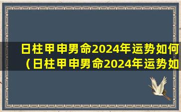 日柱甲申男命2024年运势如何（日柱甲申男命2024年运势如何呢）