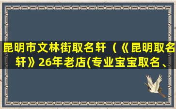 昆明市文林街取名轩（《昆明取名轩》26年老店(专业宝宝取名、公司取名)）