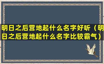 明日之后营地起什么名字好听（明日之后营地起什么名字比较霸气）