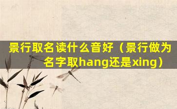 景行取名读什么音好（景行做为名字取hang还是xing）