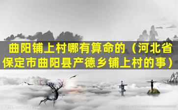 曲阳铺上村哪有算命的（河北省保定市曲阳县产德乡铺上村的事）