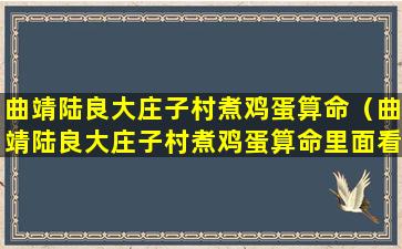 曲靖陆良大庄子村煮鸡蛋算命（曲靖陆良大庄子村煮鸡蛋算命里面看得到人）