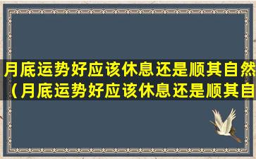 月底运势好应该休息还是顺其自然（月底运势好应该休息还是顺其自然好）