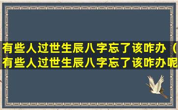 有些人过世生辰八字忘了该咋办（有些人过世生辰八字忘了该咋办呢）