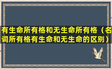 有生命所有格和无生命所有格（名词所有格有生命和无生命的区别）