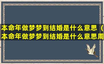 本命年做梦梦到结婚是什么意思（本命年做梦梦到结婚是什么意思周公解梦）