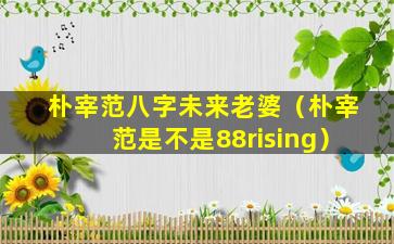 朴宰范八字未来老婆（朴宰范是不是88rising）