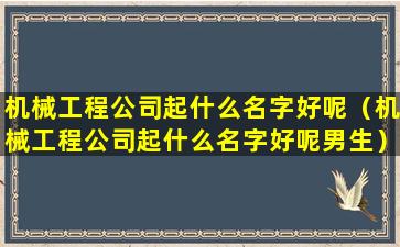 机械工程公司起什么名字好呢（机械工程公司起什么名字好呢男生）