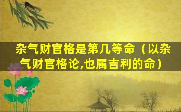 杂气财官格是第几等命（以杂气财官格论,也属吉利的命）