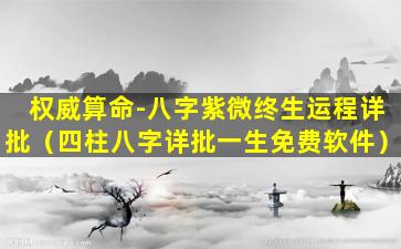 权威算命-八字紫微终生运程详批（四柱八字详批一生免费软件）