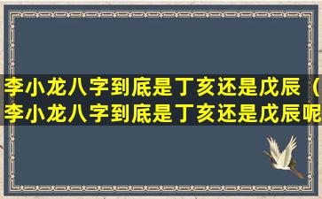 李小龙八字到底是丁亥还是戊辰（李小龙八字到底是丁亥还是戊辰呢）