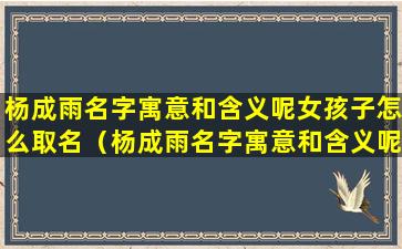 杨成雨名字寓意和含义呢女孩子怎么取名（杨成雨名字寓意和含义呢女孩子怎么取名好听）