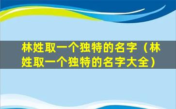 林姓取一个独特的名字（林姓取一个独特的名字大全）