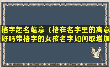 格字起名蕴意（格在名字里的寓意好吗带格字的女孩名字如何取增加贵气）