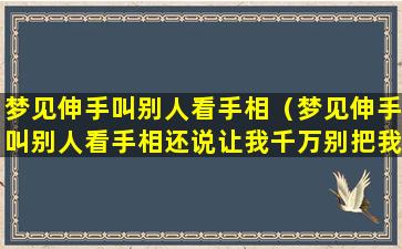 梦见伸手叫别人看手相（梦见伸手叫别人看手相还说让我千万别把我妈妈弄丢了）