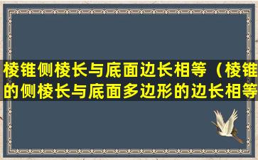 棱锥侧棱长与底面边长相等（棱锥的侧棱长与底面多边形的边长相等）