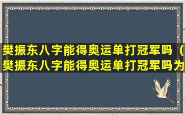 樊振东八字能得奥运单打冠军吗（樊振东八字能得奥运单打冠军吗为什么）