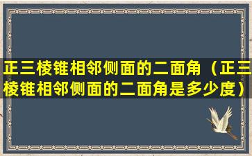 正三棱锥相邻侧面的二面角（正三棱锥相邻侧面的二面角是多少度）