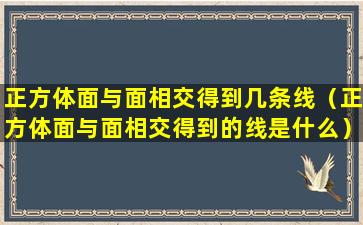 正方体面与面相交得到几条线（正方体面与面相交得到的线是什么）