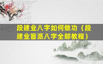 段建业八字如何做功（段建业盲派八字全部教程）