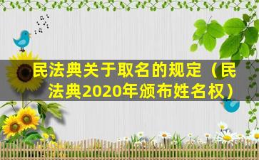 民法典关于取名的规定（民法典2020年颁布姓名权）