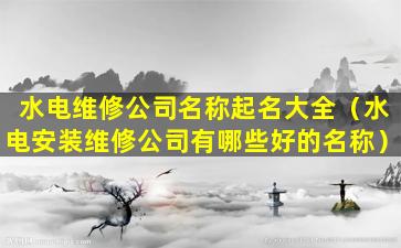 水电维修公司名称起名大全（水电安装维修公司有哪些好的名称）