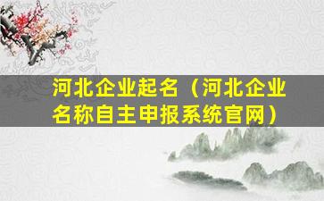 河北企业起名（河北企业名称自主申报系统官网）