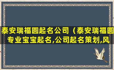 泰安瑞福圆起名公司（泰安瑞福圆专业宝宝起名,公司起名策划,风水选址）