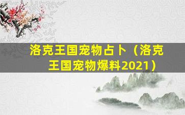 洛克王国宠物占卜（洛克王国宠物爆料2021）