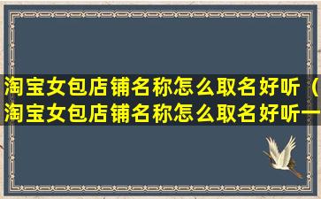 淘宝女包店铺名称怎么取名好听（淘宝女包店铺名称怎么取名好听一点）