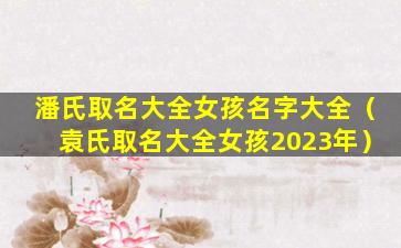 潘氏取名大全女孩名字大全（袁氏取名大全女孩2023年）